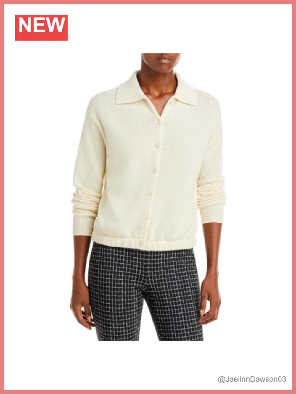 Theory Crop Polo Cardigan Wool Cashmere Blend Pull On Long Sleeve